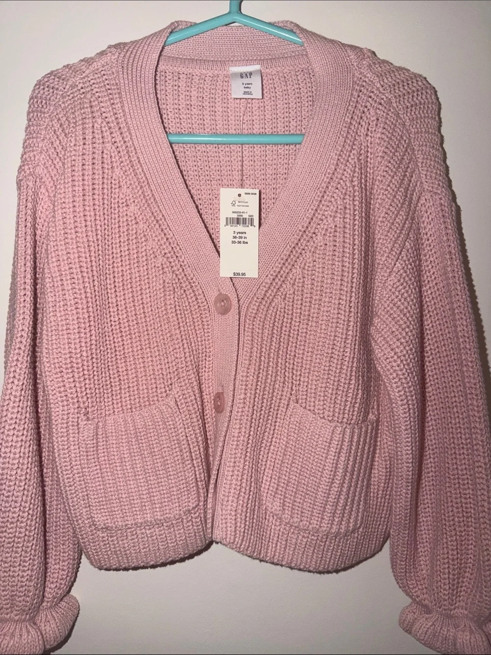 GAP Pink Chunky Knit Button-Front Cardigan